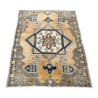 1960s Vintage Turkish Bohemian Area Rug- 3'8"x5' For Sale