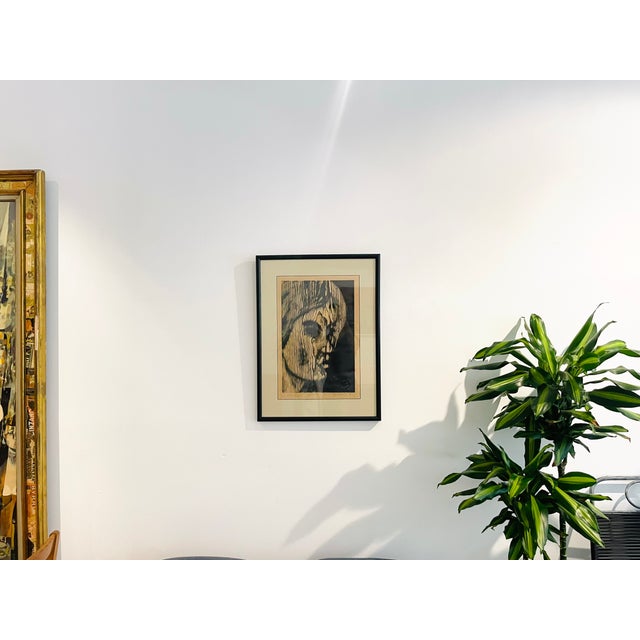 Mid-Century Modern Framed Portrait of a Woman, Signed Artist's Proof Relief Print For Sale - Image 3 of 11