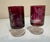 Beautiful pair of vintage Riedel art glass goblets in rich cranberry-amethyst glass with clear pedestal bases. Each is...