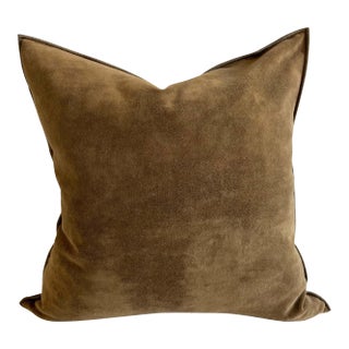 French Vintage Velvet Pillow in Havane With Insert For Sale