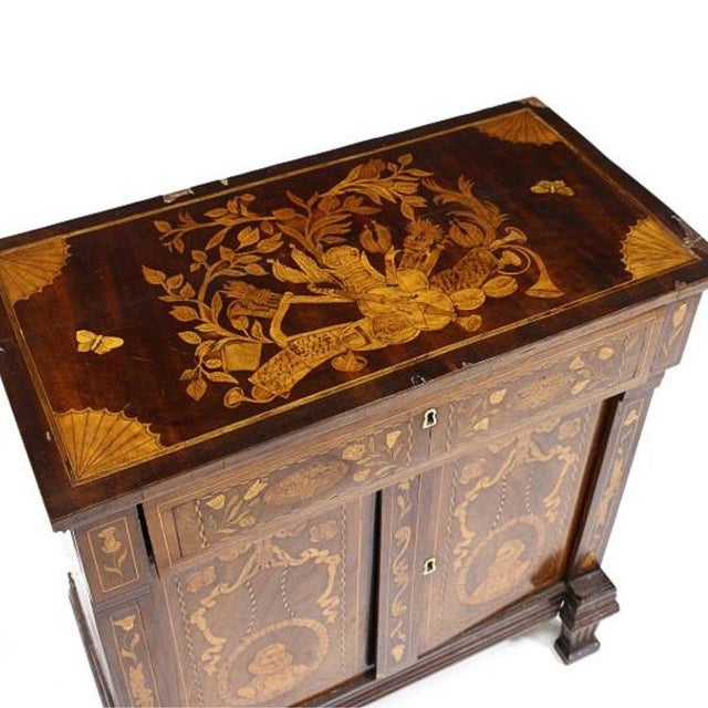 Neoclassical Mid-19th Century Continental Marquetry Inlaid Cabinet For Sale - Image 3 of 11