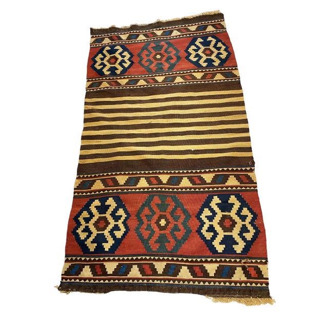 Textile Antique and Rare Tribal Caucasian Kuba Kilim 5'92" by 3'08" For Sale - Image 7 of 7