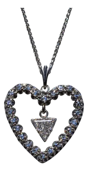 The Rollingwood: Jabel Signed Vintage Diamond Heart Pendant with Trilliant Diamond