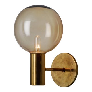 1960s Hans Agne Jakobsson #V149 Glass & Brass Wall Lamp for Markaryd For Sale