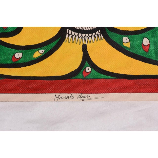 Folk Art Madhubani Fish Painting by Mamta Devi, National Award Winner 2016 – Hand-Painted on Handmade Khadi Paper For Sale - Image 3 of 4