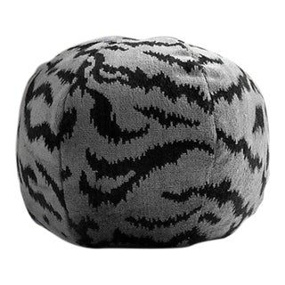 The House of Scalamandré Tigre Sphere Pillow, Silver & Black For Sale