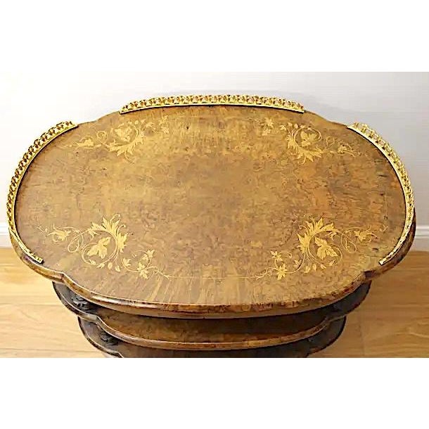 Late 19th Century Three-Tier, Burled Wood & Brass Bar Cart For Sale - Image 4 of 6