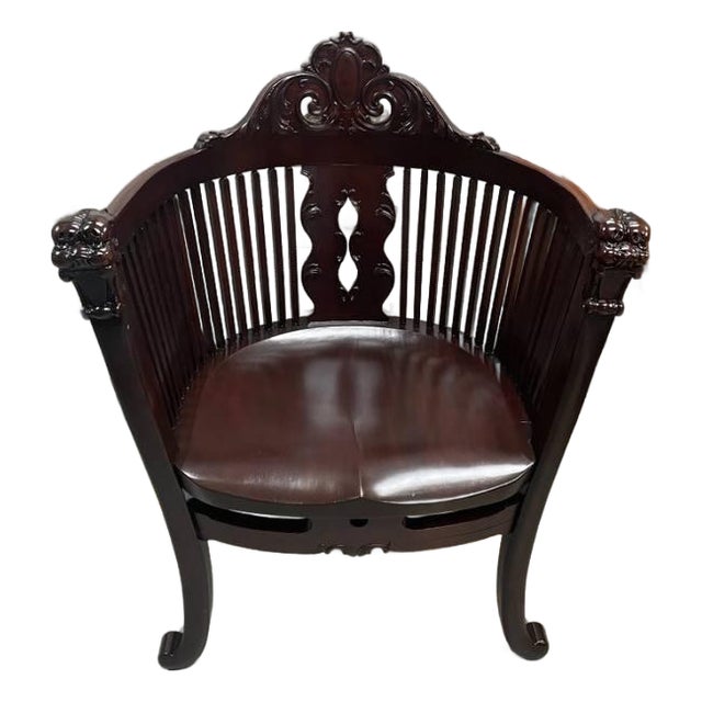 Antique Rosewood Hand Carved Armchair, Profesionally Refinished, Gargoyle Ends For Sale