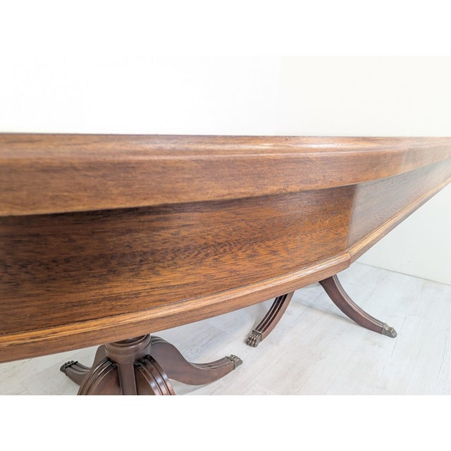 Antique Regency Walnut Table with Brass Lion Paws, 1920 For Sale - Image 14 of 17