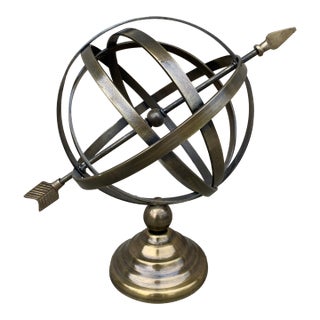 Vintage Brass Armillary Sphere Sundial Garden Ornament, English Country Style For Sale