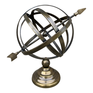 Vintage Brass Armillary Sphere Sundial Garden Ornament, English Country Style