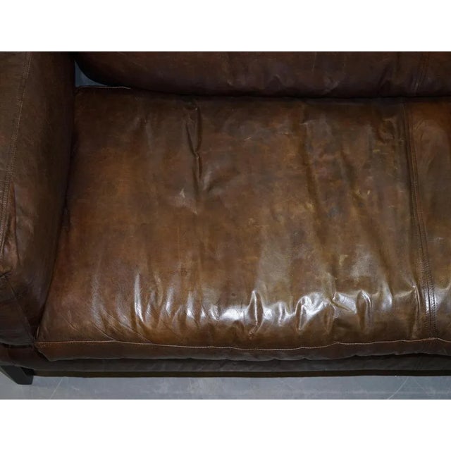 Vintage Brown Leather Sofa For Sale - Image 15 of 18