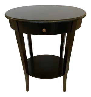 Ebonized Espresso Finish Oval Two Tier End Side Table