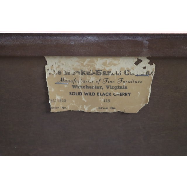 Brown 1980s Henkel Harris Wild Black Cherry Highboy Chest For Sale - Image 8 of 12