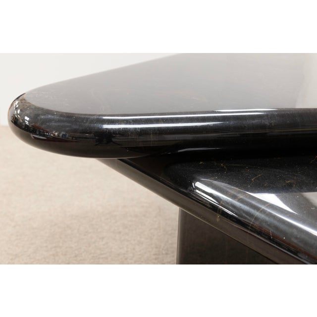 1980s 1980s Triangular Black Faux Marble Swivel Coffee Table For Sale - Image 5 of 6
