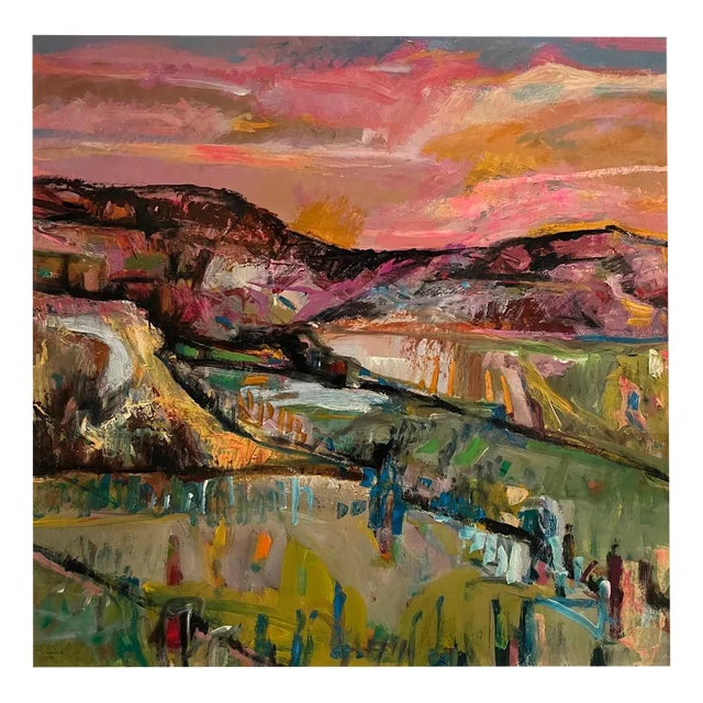 Jean Krille, Landscape 106, Oil on Masonite, 1989 For Sale