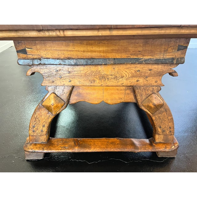Brown Museum Quality 1600’s Alpine Chalet Table Bavarian Medieval Table Reinforced Sliding Top Amazing Offer Now For Sale - Image 8 of 12