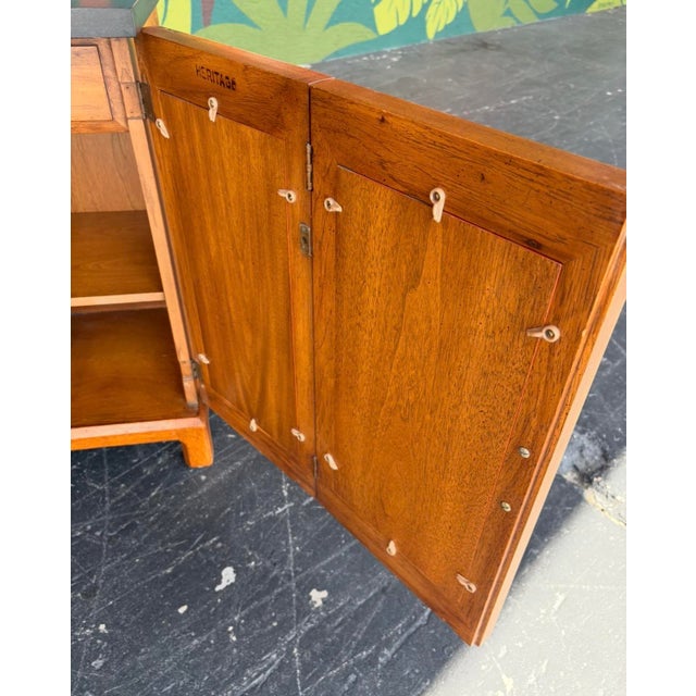 Mid Century Heritage Slate Top Petite Credenza W Reversible Door Panels For Sale - Image 13 of 17
