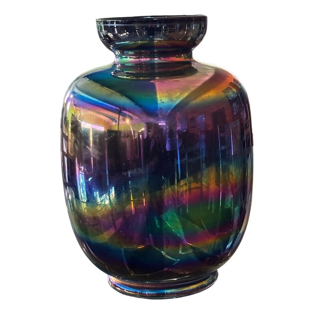 Iridescent Murano Glass Vase by Sergio Asti for Venini, 1980s For Sale