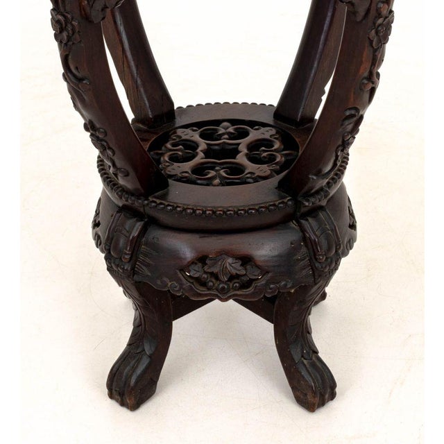 Wood Chinese Hardwood and Marble Pedestal Table For Sale - Image 7 of 8