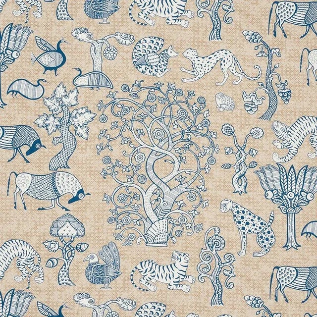 An enchanting, animal-filled print on an antiqued linen ground, Animalia is graphic, whimsical and wildly sophisticated....