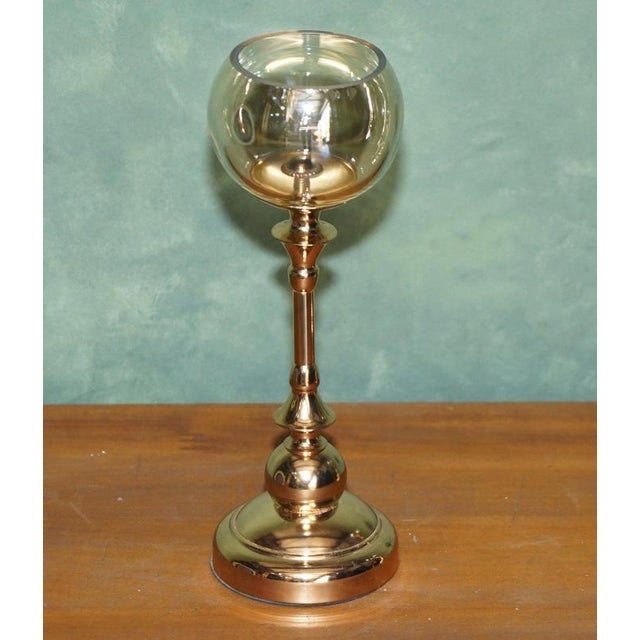 Brass Finish an Glass Candleholders, Set of 4 For Sale - Image 10 of 17