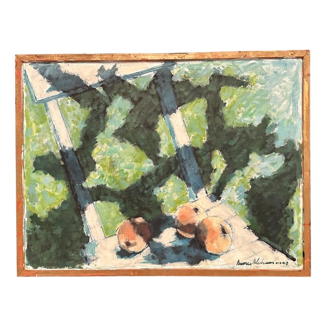 Sune Alehammar, Peaches on Chair, 1960s, Oil Painting on Canvas, Framed For Sale