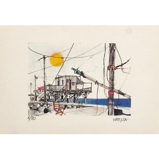 Joseph Megna - Networks In Fiumicino - Original Lithograph - 1970 For Sale