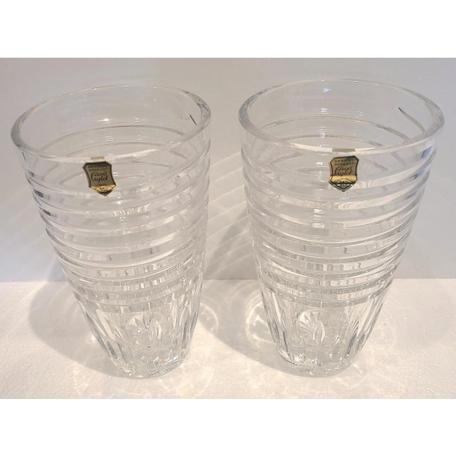 PAIR preowned in LIKE NEW condition. 24% lead crystal, hand cut, made in Poland. Original tag is still attached. Heavy...