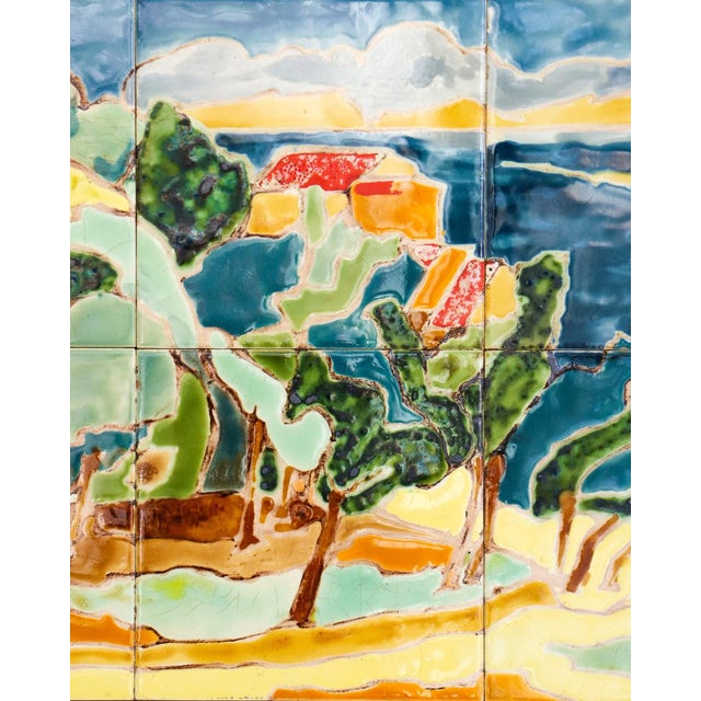 Mid-Century French Ceramic Glazed Tile Panel of Anduze, 1960s For Sale - Image 3 of 8