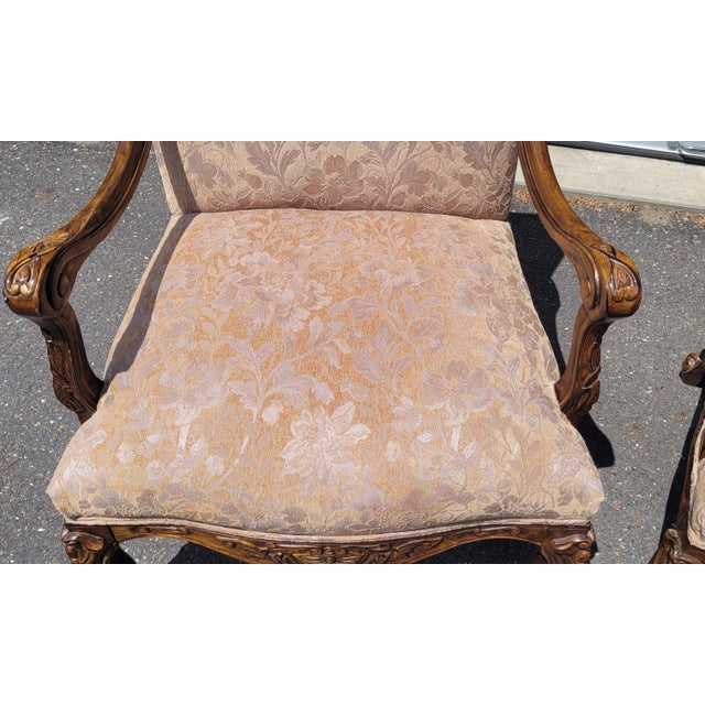 1990s Fine Pair of Large High Back Georgian Style Armchairs For Sale - Image 10 of 12