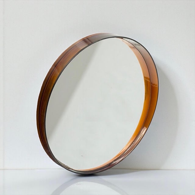 French Space Age Wall Mirror in Translucent Amber Plastic, 1970s For Sale - Image 3 of 18