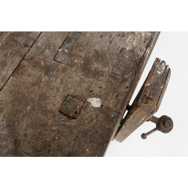 Industrial Industrial Oak Workbench, Belgium, 1900s For Sale - Image 3 of 16