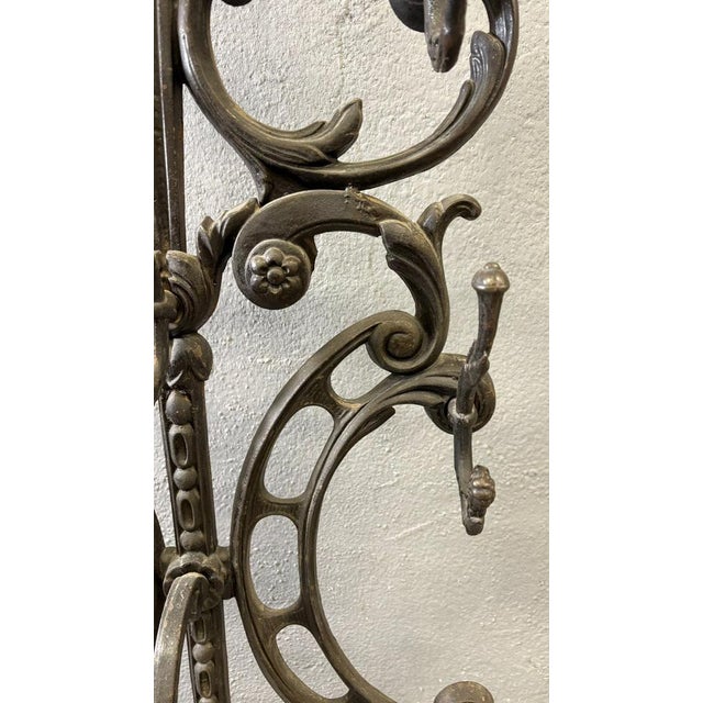 Antique Victorian Ornate Cast Iron Hall Stand with Marble Base, 19th Century For Sale - Image 11 of 18