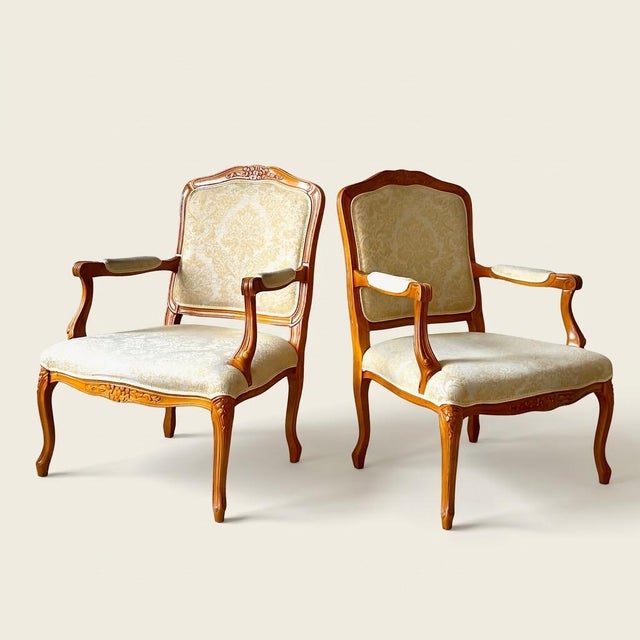 Louis XV Revival Rococo Style Beech Armchairs, England, 1950s, Set of 2 For Sale - Image 16 of 17