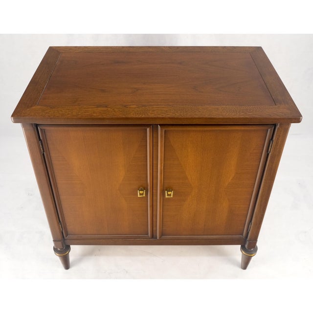 Brown Turned Legs Two Doors Fitted Drawers Diamond Inlay Brass Hardware Bachelor Chest For Sale - Image 8 of 15