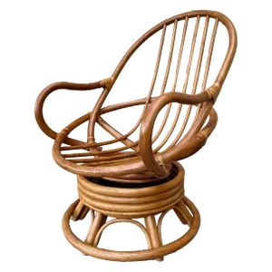 Rattan Swivel Lounge Chair in the Paul Frankl's Style. Circa 1970s