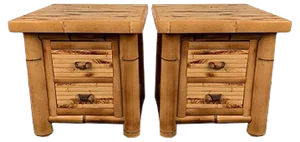 Vintage Italian Bamboo Cabinets, 1970s, Set of 2