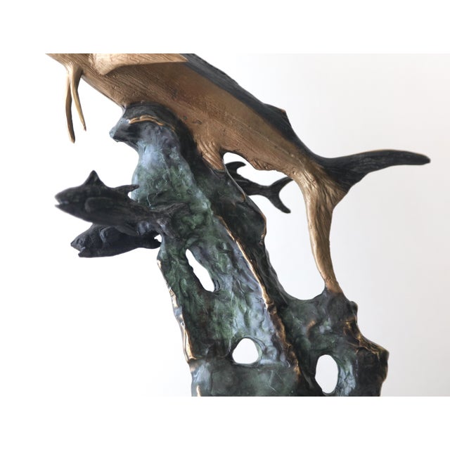 Solid Bronze Lyford Cay Club Tournament Marlin Fishing Trophy by Bodo Muche Studio With Inset Opal Gem For Sale - Image 12 of 16