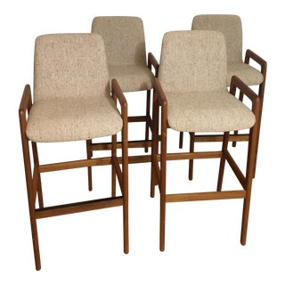 Two Left! Vintage Mid Century Tarm Stole for Kae Mobelfabrik Stools- Set of 4 For Sale