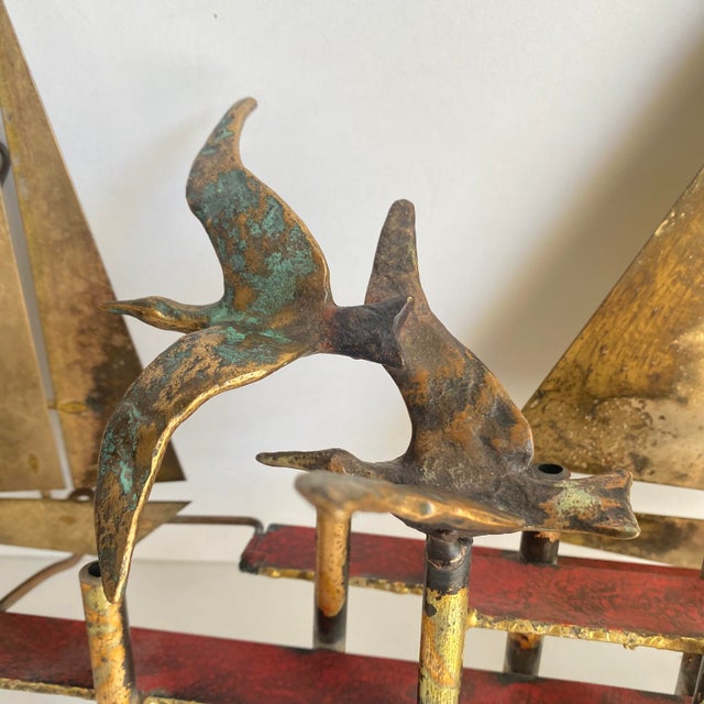 Mid Century Curtis Jere Shore Birds Metal Wall Art Sculpture Sailboat