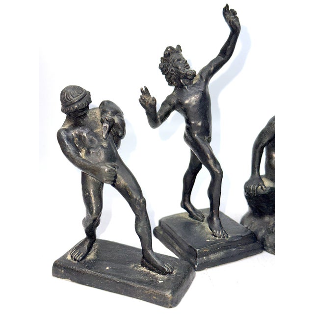 1900s 4 Grand Tour Neo Classical Bronze Miniatures incl Dancing Faun, Seated Hermes For Sale - Image 11 of 18
