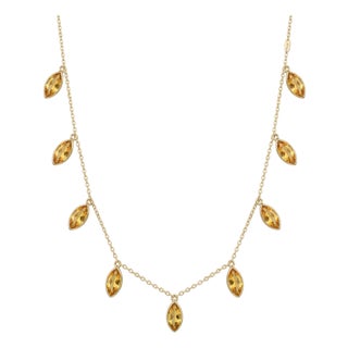 Beautiful Citrine Dangle Necklace | November Birthstone Station Necklace For Sale