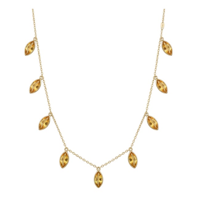 Beautiful Citrine Dangle Necklace | November Birthstone Station Necklace For Sale