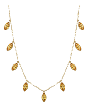Beautiful Citrine Dangle Necklace | November Birthstone Station Necklace