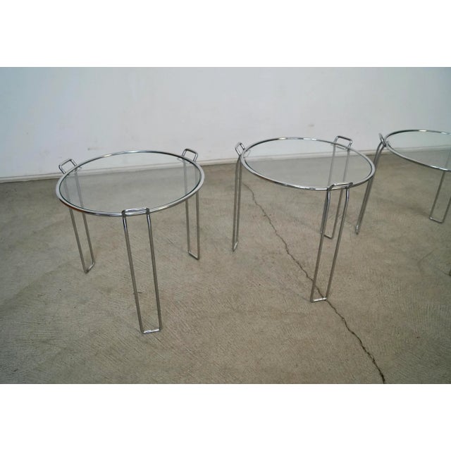 1970’s Saporiti Italian Chrome Nesting Drink Tables - Set of Three For Sale In Los Angeles - Image 6 of 13