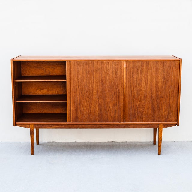Gunni Omann 1960s Danish Mid Century Modern Teak Highboard For Sale - Image 4 of 17