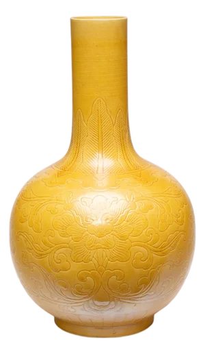 Chinese Golden Yellow Sgraffito Vase, C. 1900
