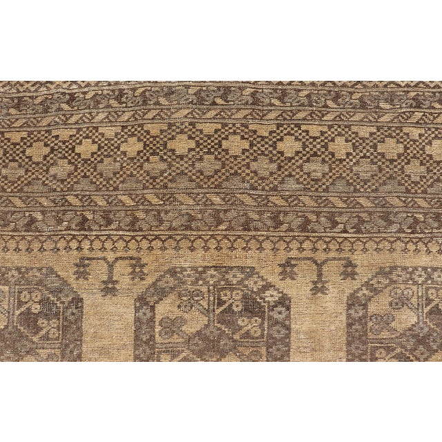 Sand Vintage Turkomen Ersari Rug With Gul Design in Brown, Gray, Tan & Sand Colors 8'2 X 9'6 For Sale - Image 8 of 12