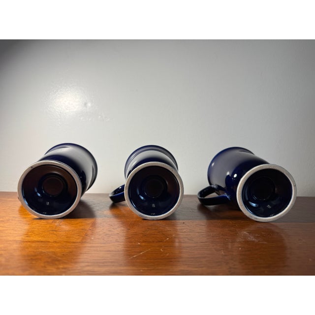 Vintage Blue Oriental Peacock & Crane Coffee Tea Mugs Set of 3 Japan Style For Sale - Image 9 of 15
